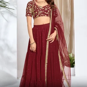 Red Silk Designer Salwar Kameez with Hand Embroidery